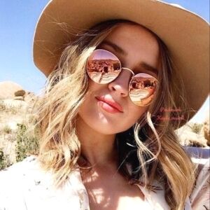 Ray-Ban Round Metal Pink Flash Lenses RB3447 Gold Frame New